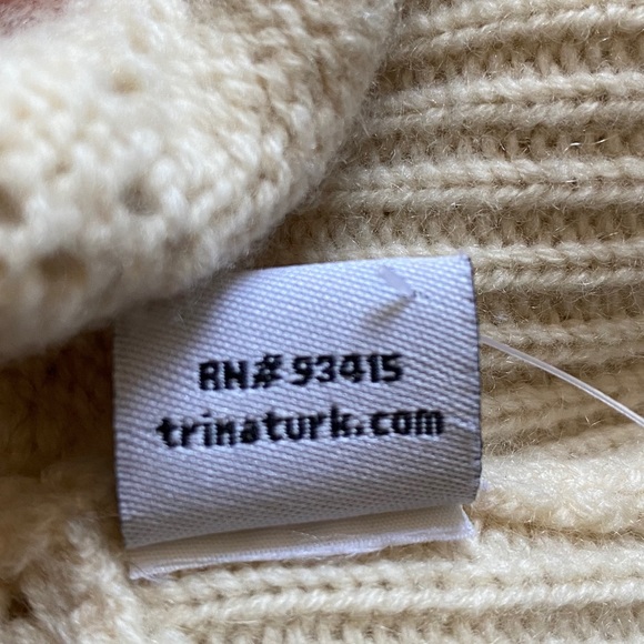 Trina Turk cashmere wool cream pointelle knit card - Picture 6 of 6